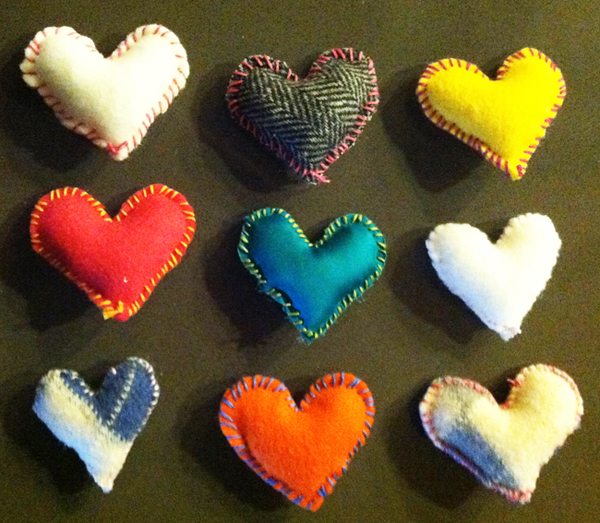 wool hearts to show love